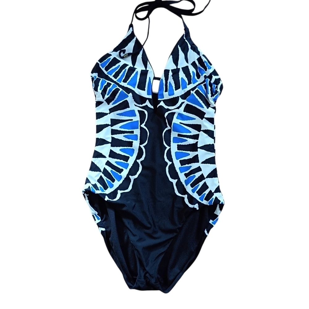 ella moss -Blue and Black Halter Swimsuit - Size XS